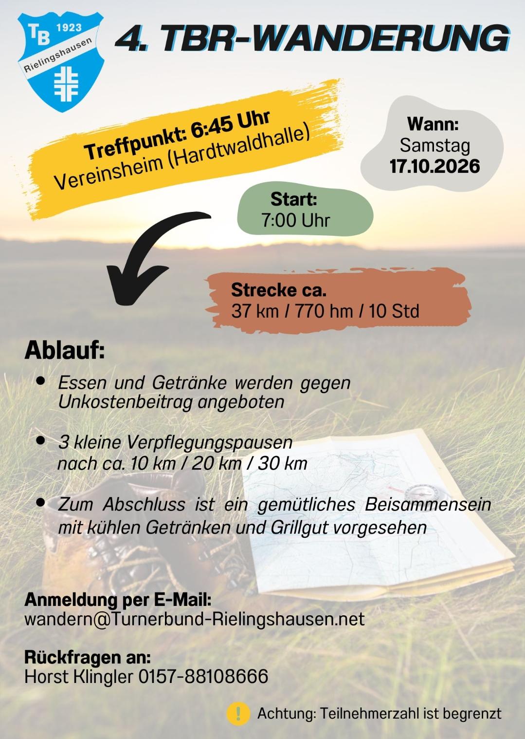 Plakat zur 4. TBR-Wanderung des Turnerbund Rielingshausen am Samstag, 17. Oktober 2026