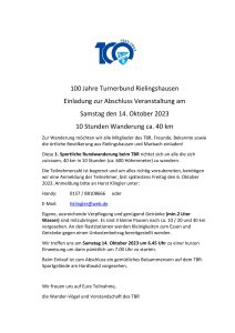 Einladung 10 Stunden Wanderung TBR Einladung 10 Stunden Wanderung TBR